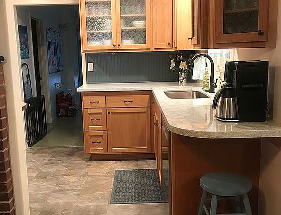 View of kitchen from dining 