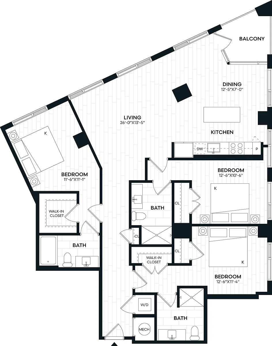 Floor plan 3 Bed/3 Bath-3K1