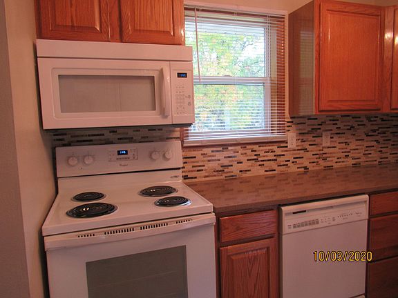 Kitchen with microwave and stove