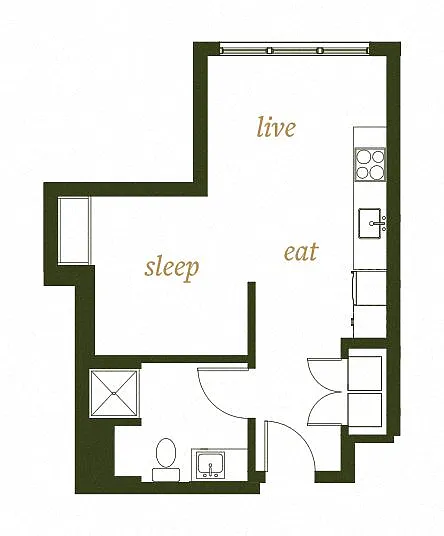 Floor plan One Bed F2