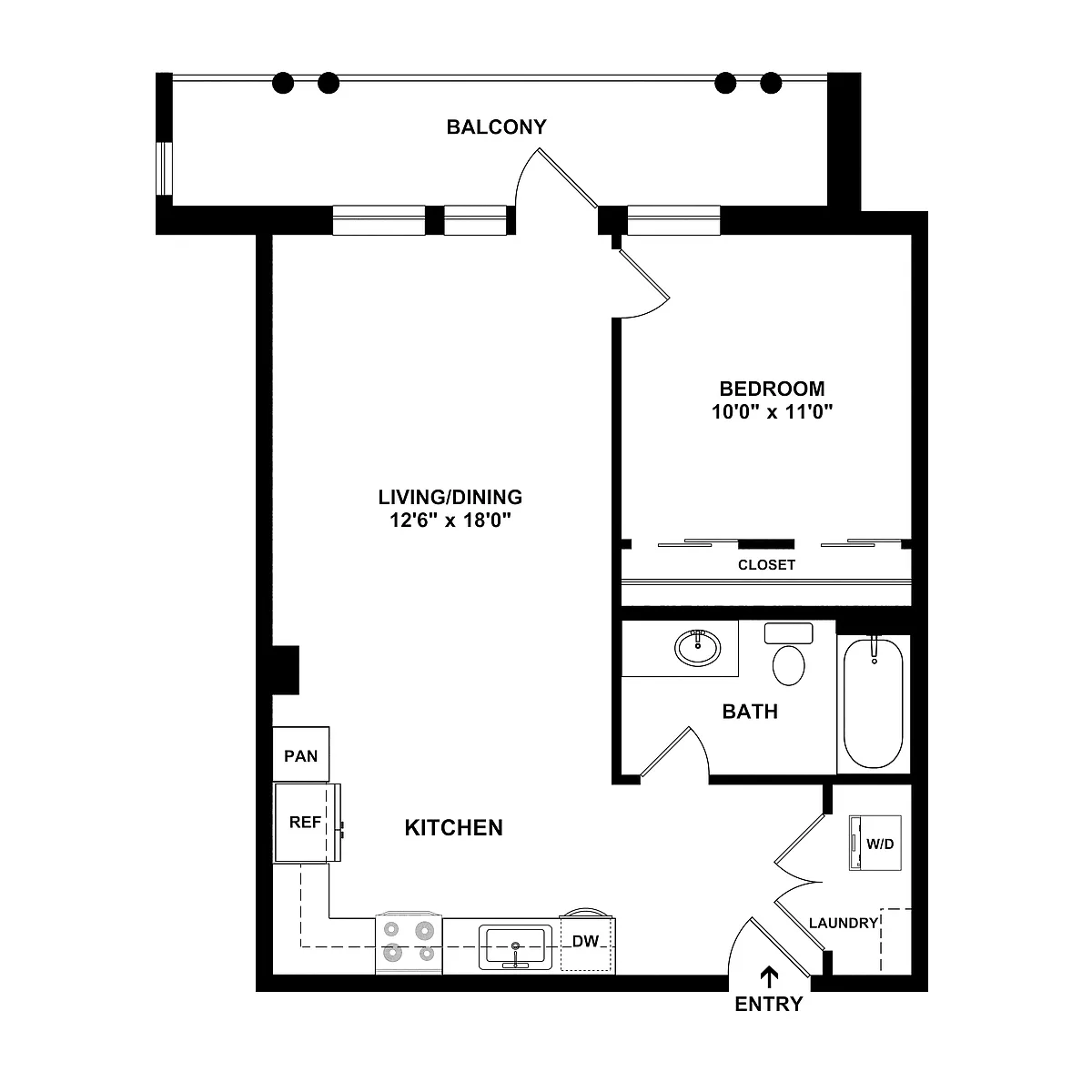 Floor plan 1 Bed/1 Bath