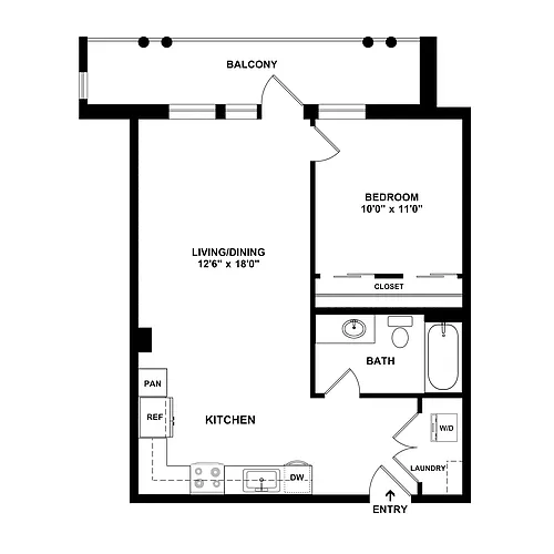 Floor plan 1 Bed/1 Bath