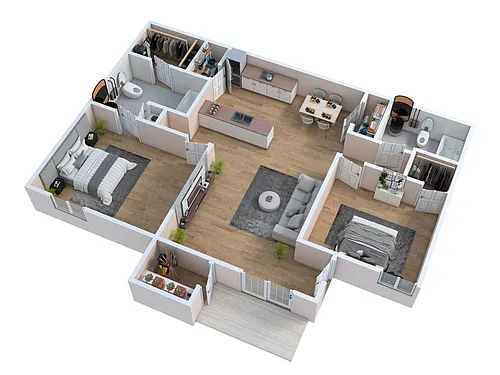 Floor plan 2 Bedroom, 2 Bath Renovated