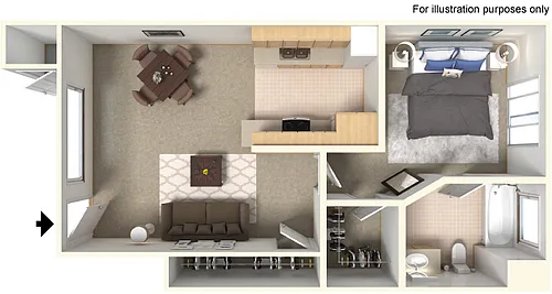 Floor plan 1 Bedroom 1 Bath