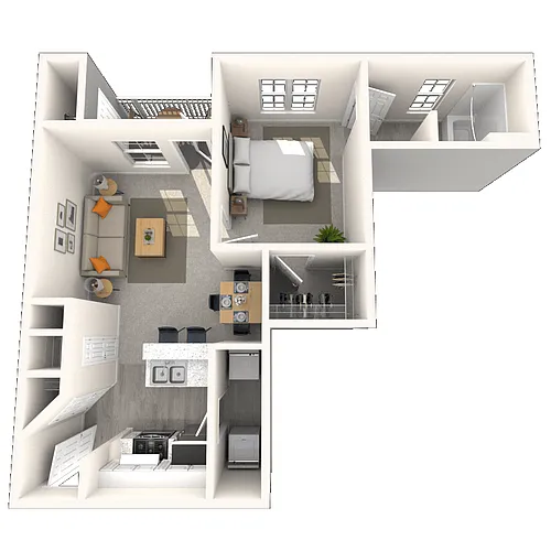 Floor plan Traditional 1x1 563-612 SF