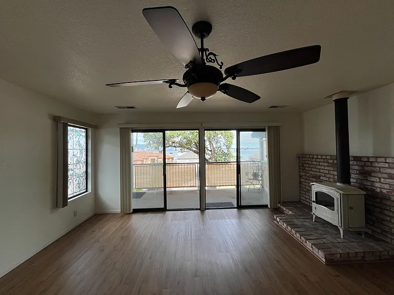 Living room, vintage fireplace for display only