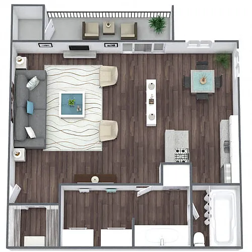 Floor plan S1: 0 Bed 1 Bath