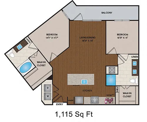 Floor plan 1115 - 1212 Sq Ft