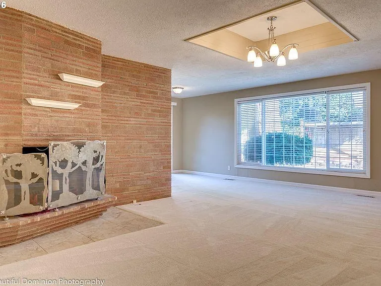 Living room view into backyard