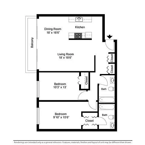 Floor plan 2 Bed 2 Bath