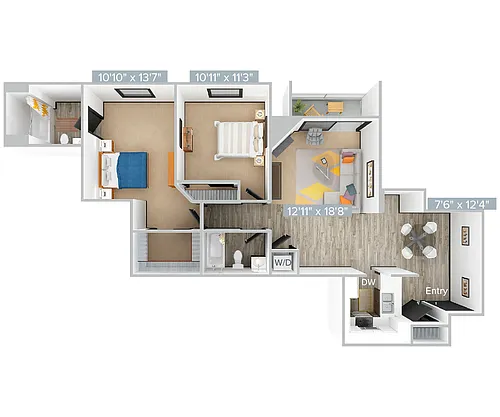Floor plan J_2B2B_990SF_410-Premier