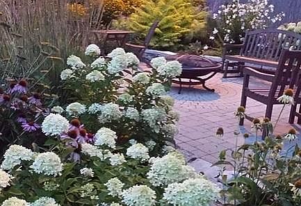 large patio at the back with firepit