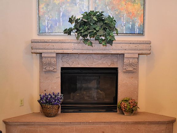 Living Room Cantera Stone Fireplace