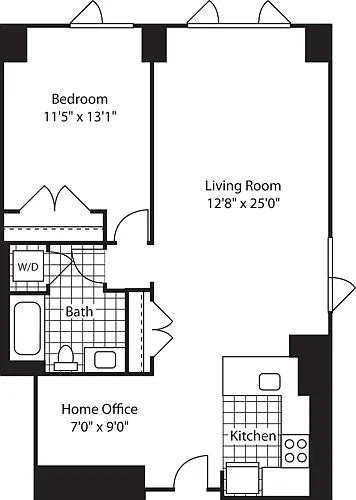 Floor plan 1 Bed (North)- 907