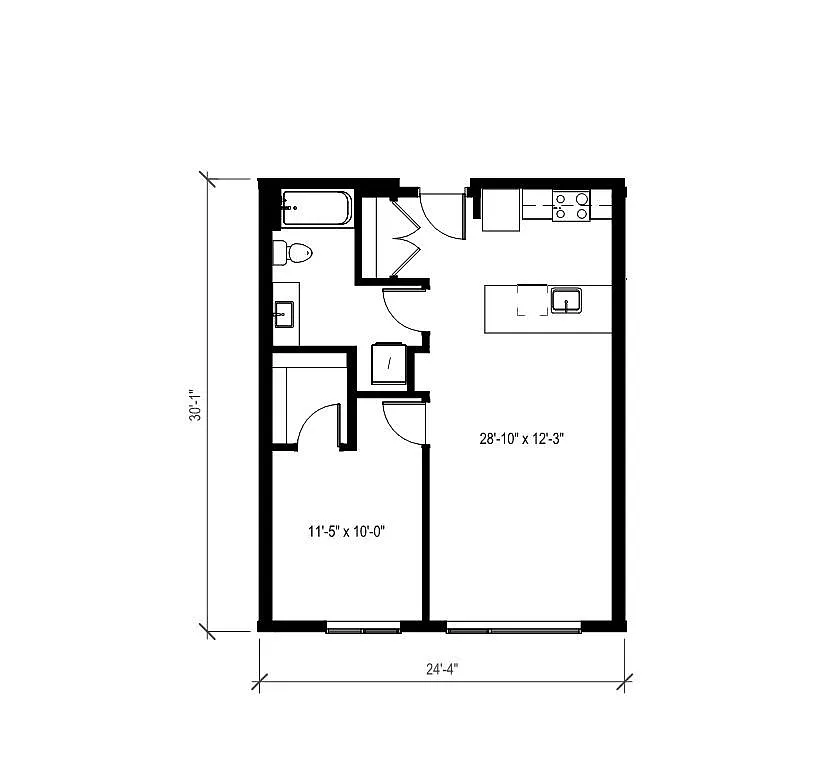 Floor plan 1 Bed/1 Bath-A24.1
