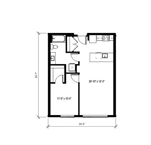 Floor plan 1 Bed/1 Bath-A24.1