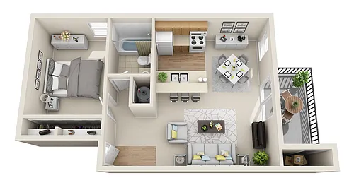 Floor plan One Bedroom, One Bath