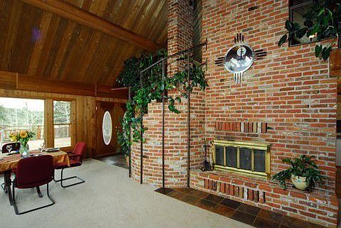 Cedar Ceilings and 2 Story Brick Fireplace