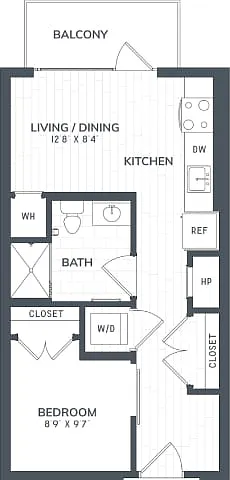 Floor plan J1 | 1 Bed | 1 Bath | JR