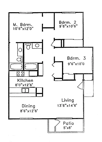Floor plan 3 BR, 2 BA