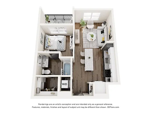 Floor plan 1 Bed 1 Bath A1