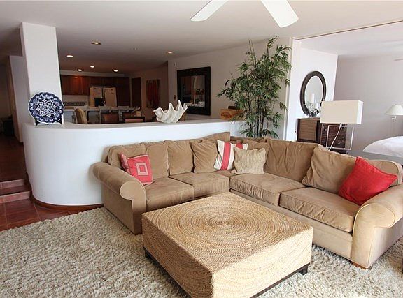 Living room with French doors to balcony