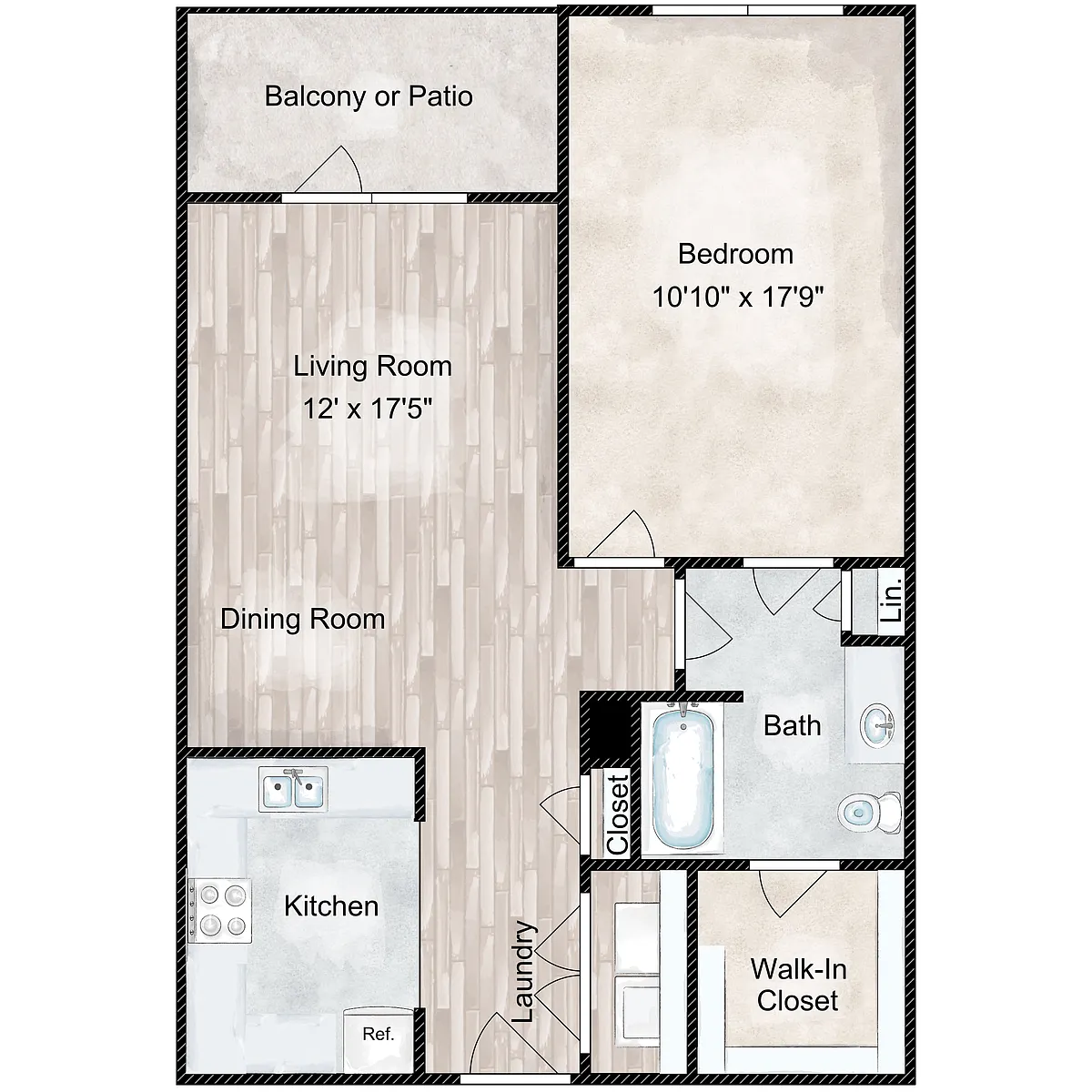Floor plan 1x1 - 749 sqft