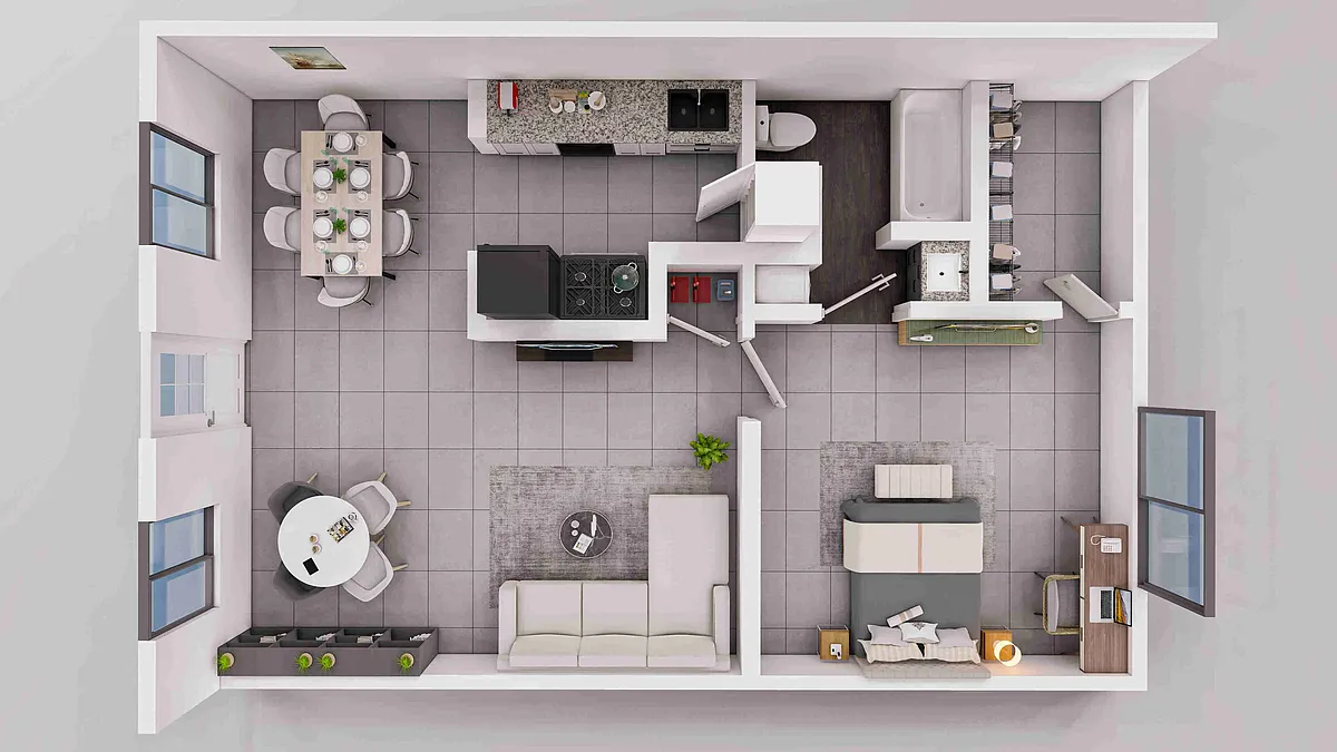 Floor plan 1X1-B