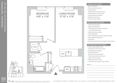 Floor plan 88 Regent-1Bed A8