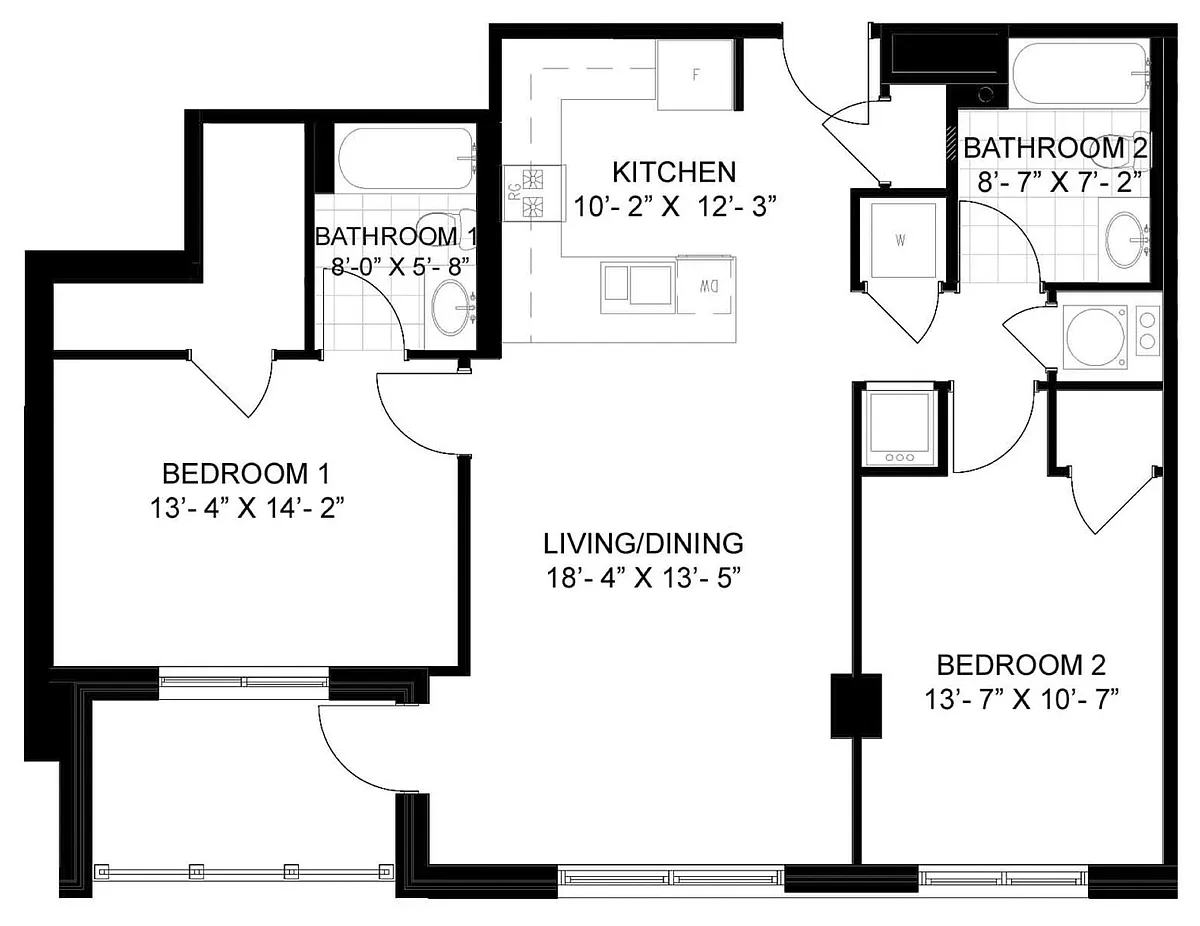 Floor plan 2 Bed/2 Bath-C04c