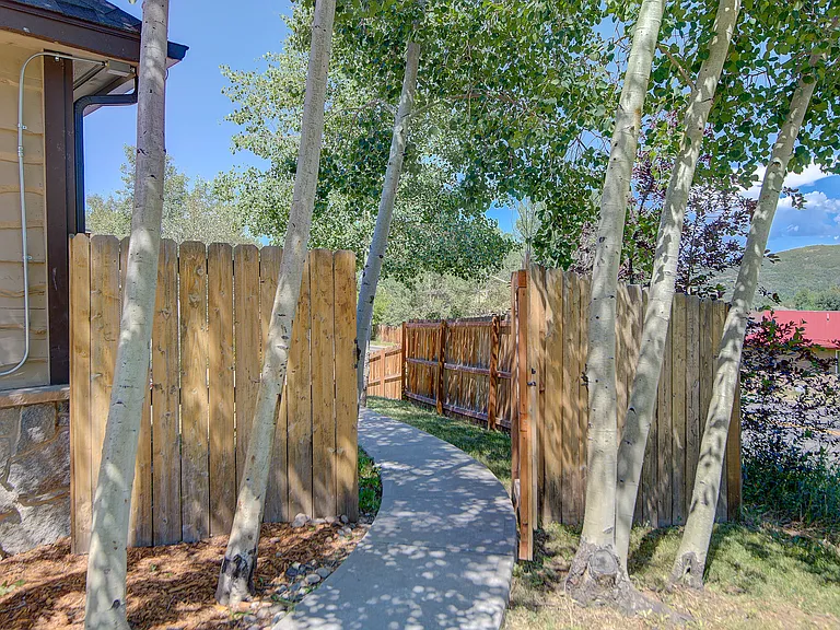 Walkway to garden-level suite