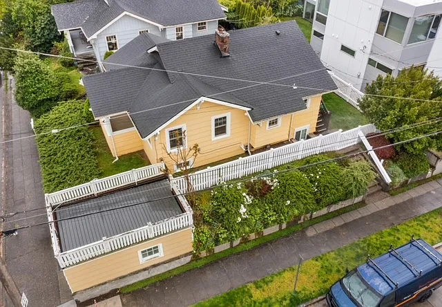 Fenced yard with 2 access points and lots of street parking