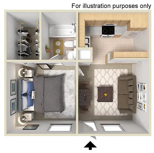 Floor plan One Bedroom One Bath Upstairs