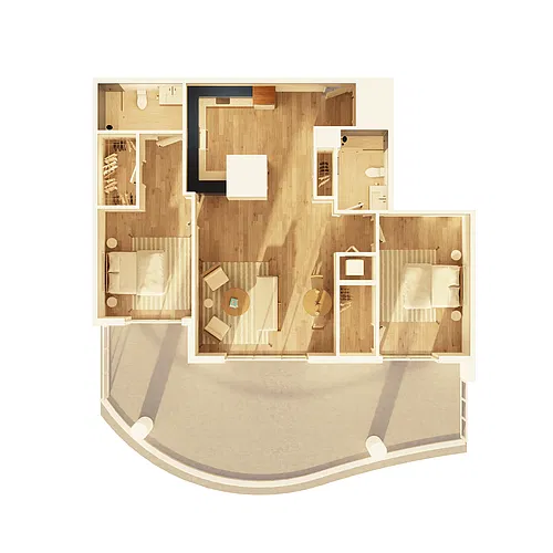 Floor plan 2 BD Type B (B02)