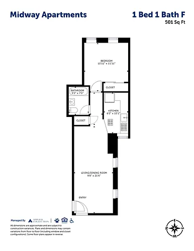 Floor plan 1 Bed 1 Bath F