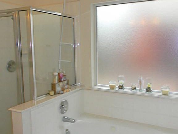 Tub and separate shower in the Master bathroom.