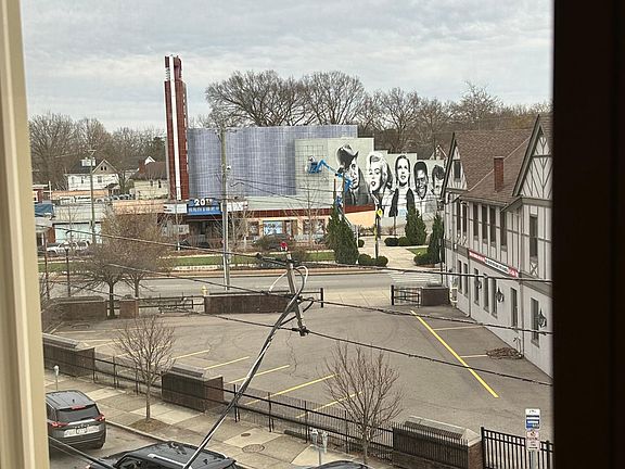 Front windows overlooking Oakley Square