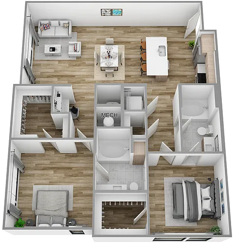 Floor plan J | 2 Bed | 2 Bath