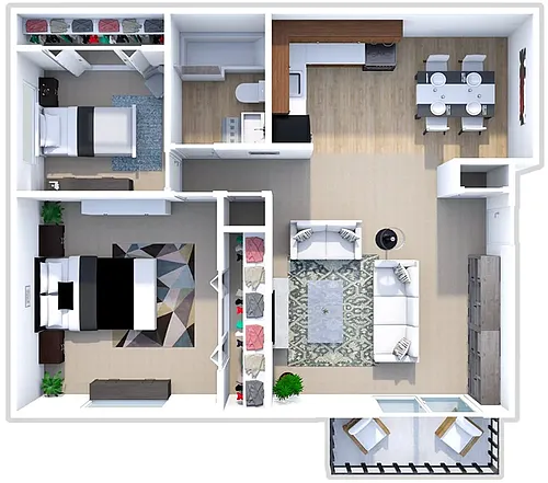 Floor plan 2 Bedroom 1 Bath