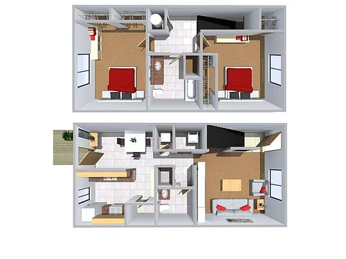 Floor plan 2-bed Town home at Summer Pointe