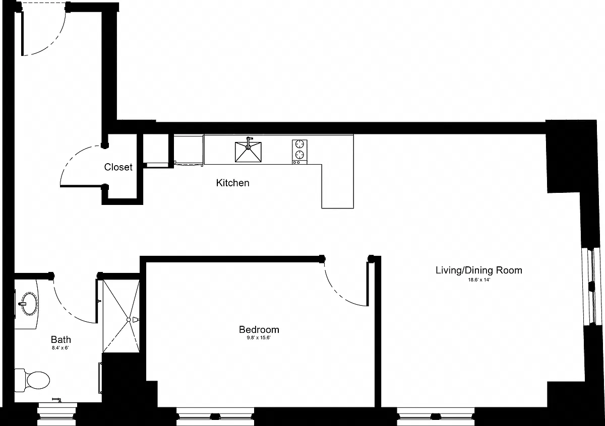 Floor plan Furnished 1 Bedroom F