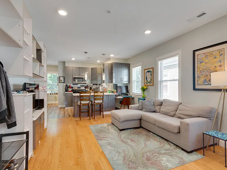 Built-in computer desk integrated with the kitchen peninsula