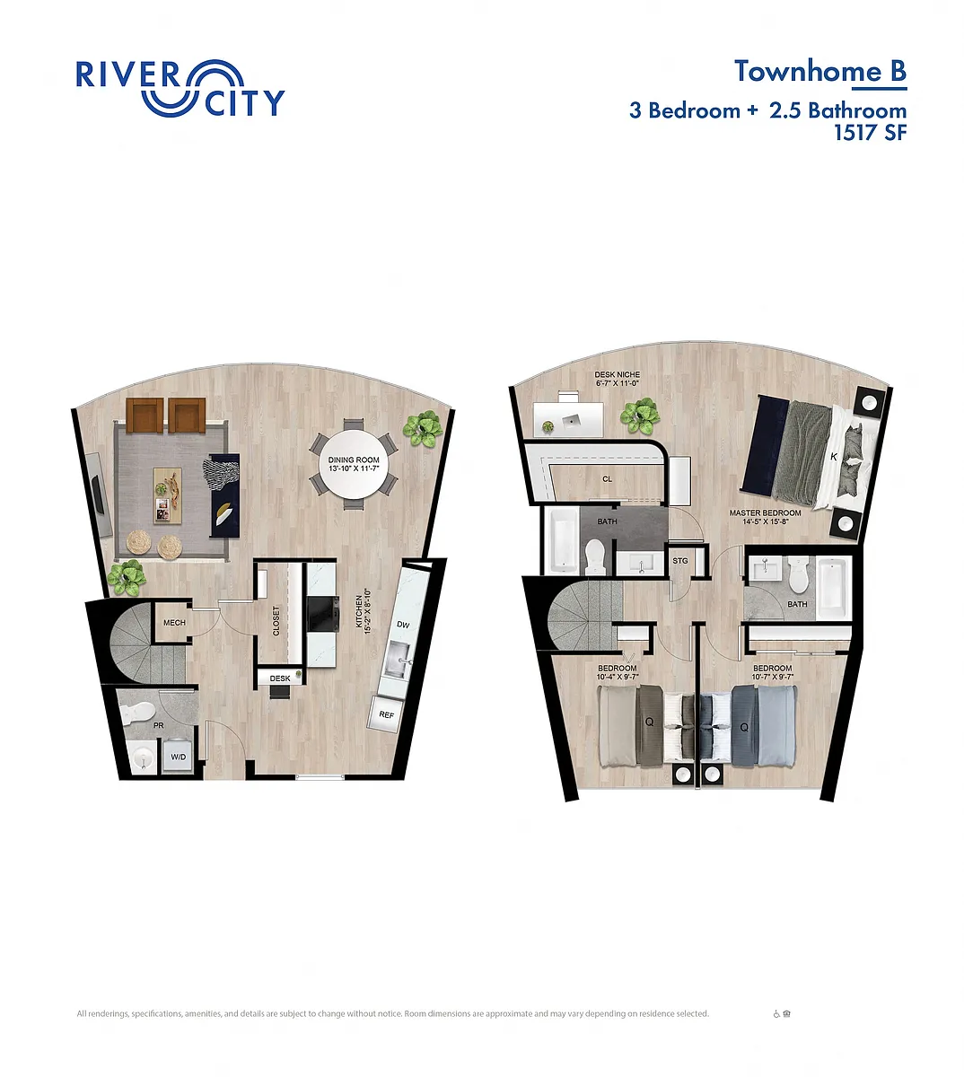 Floor plan 3 BR Townhouse Type B