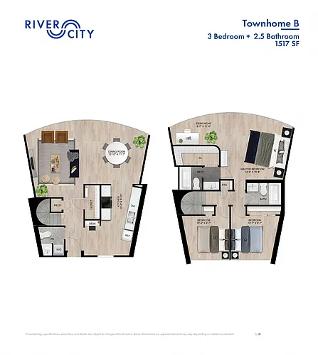 Floor plan 3 BR Townhouse Type B