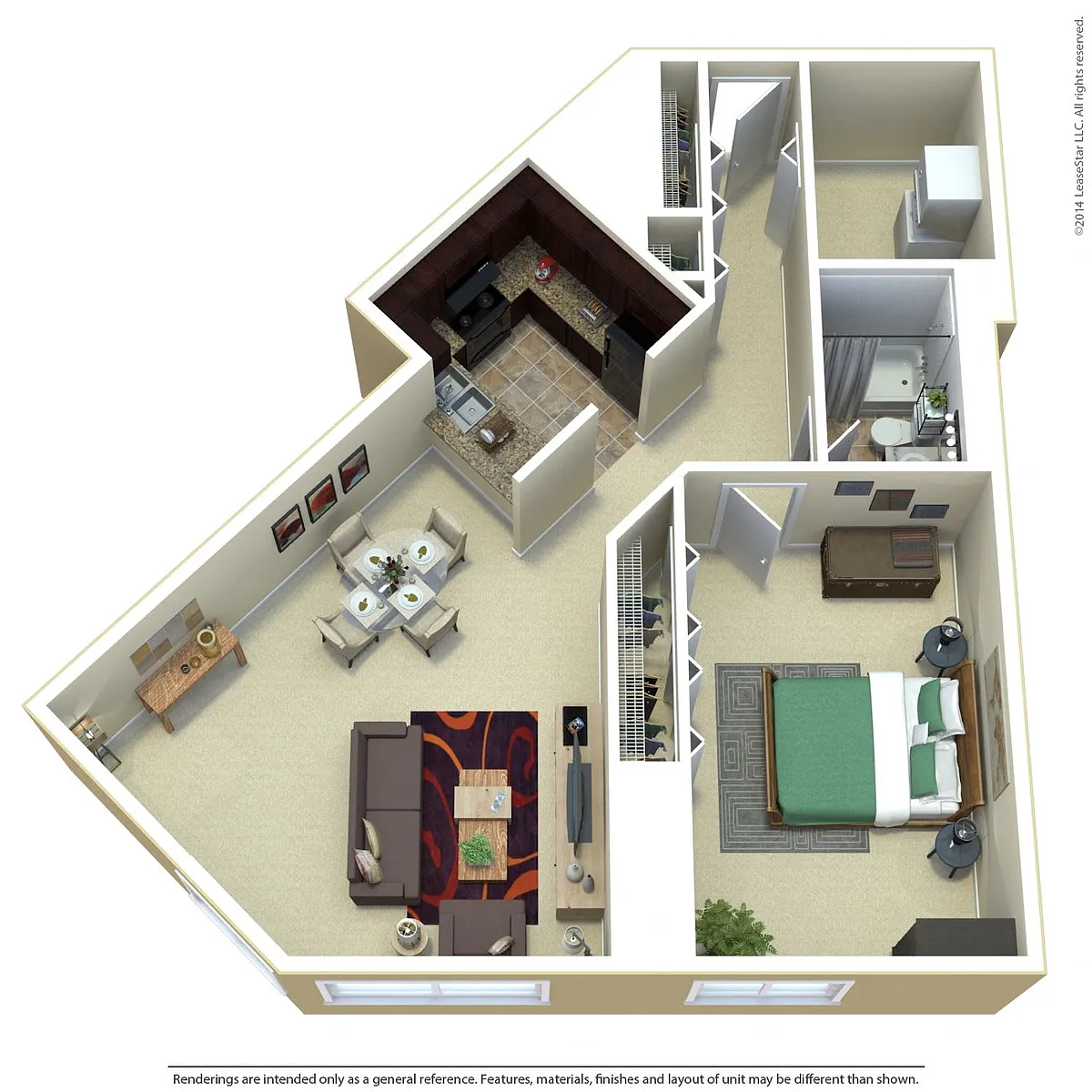 Floor plan Park Charles 1 Bed 1 Bath