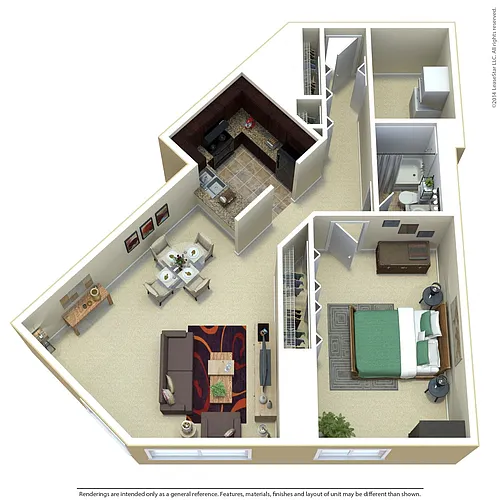 Floor plan Park Charles 1 Bed 1 Bath
