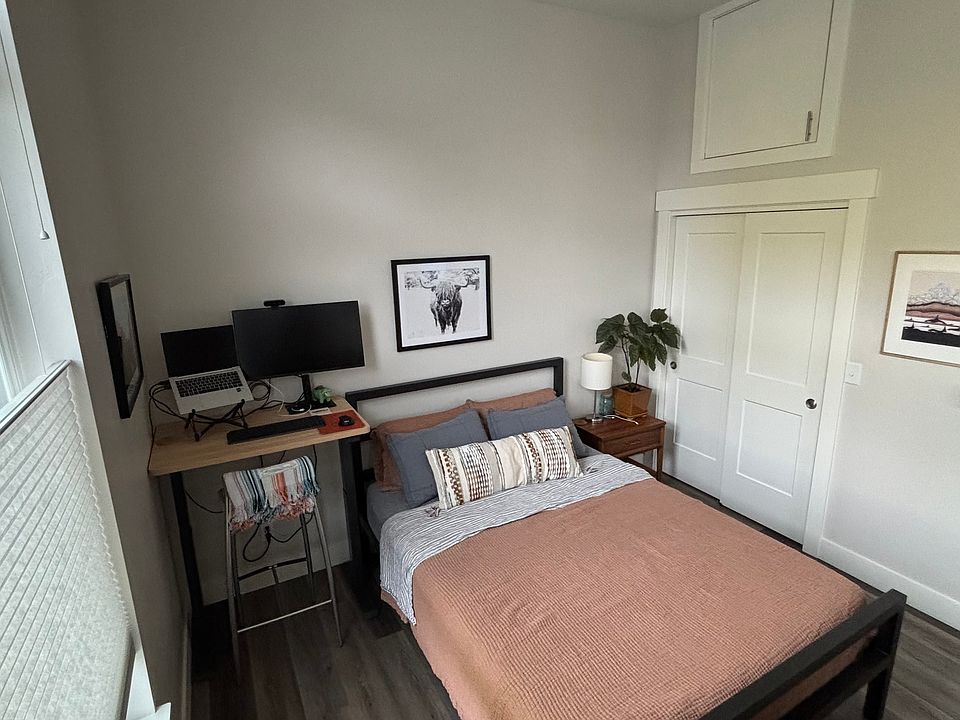 Bedroom area. Queen size bed shown (furnishings not included).