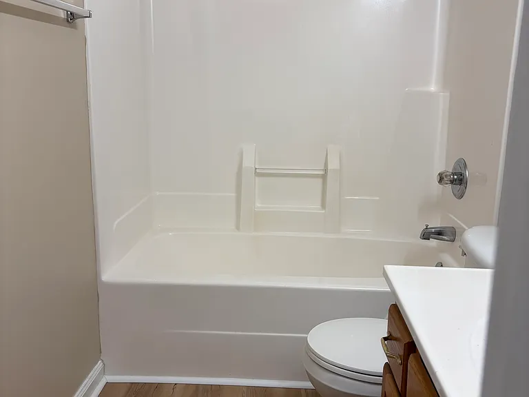 Bath shower combination, new condition flooring