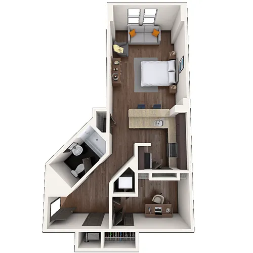 Floor plan Studio 0x1 610-903 SF