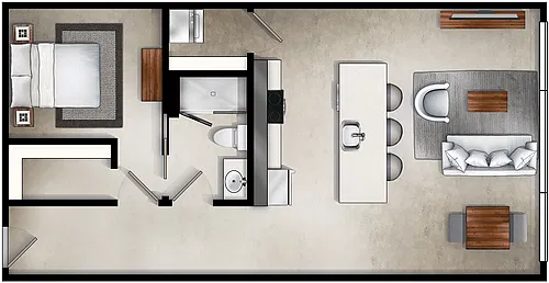 Floor plan Industrial One Bedroom Loft-A1HC, A1